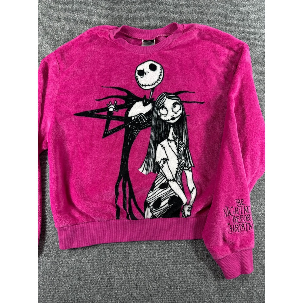 Disney Sweatshirt Womens L Pink Excellent Nightmare Before Christmas Jack Sally